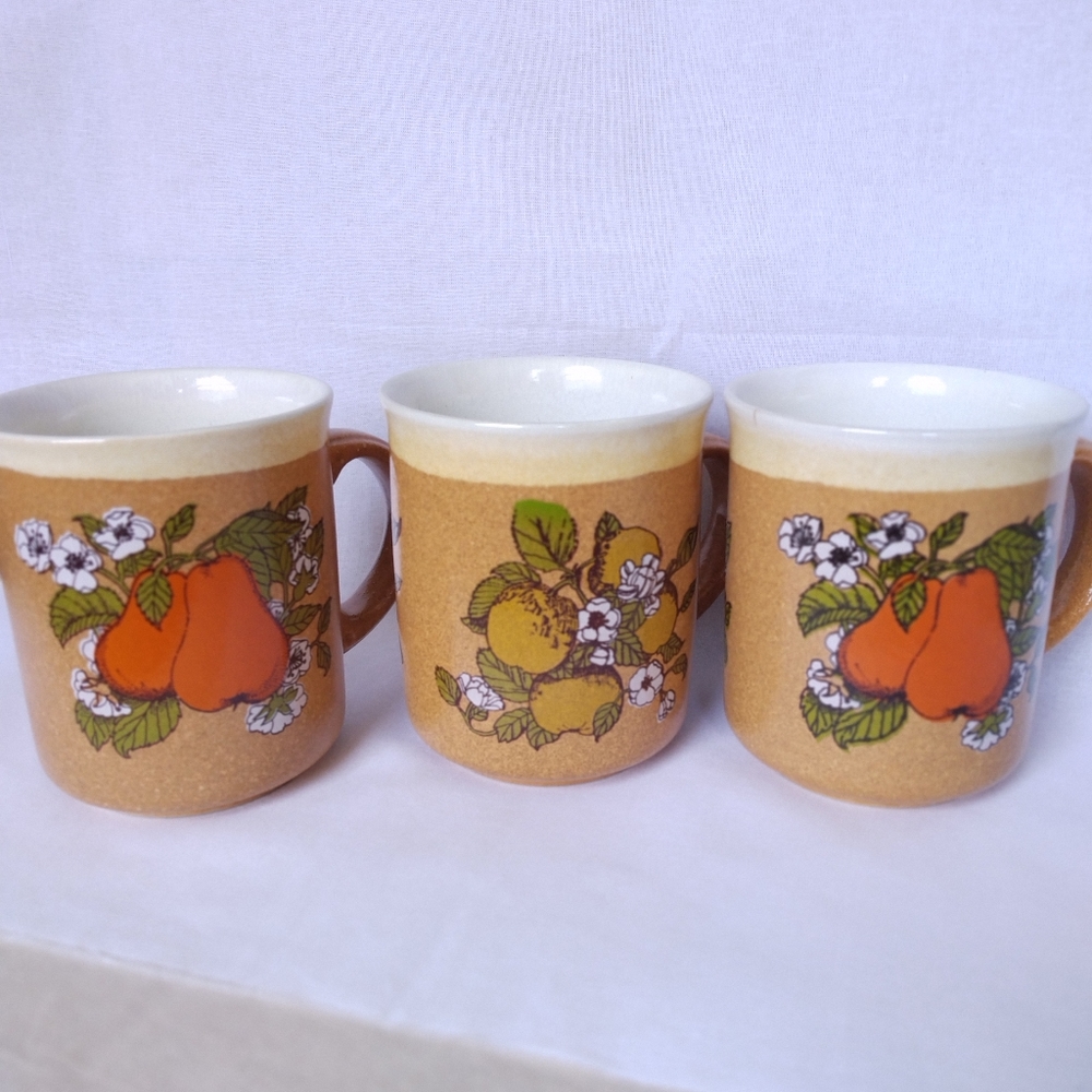 Kiln Craft Stoneware Three Coffee Mugs VTG